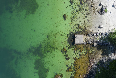 Full frame shot of old wall by sea