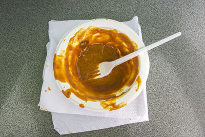 Close-up of dessert in plate on table