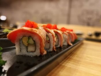 Close-up of sushi on plate