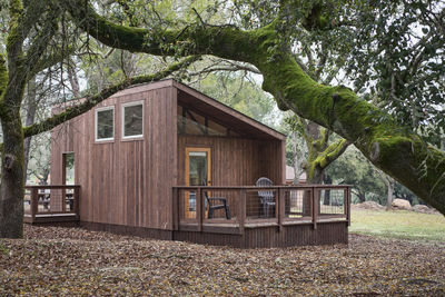 Built structure against trees