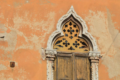 Closed door of old building