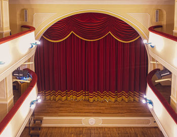 High angle view of illuminated stage