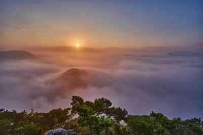 Scenic view of cloudscape against sky during sunset