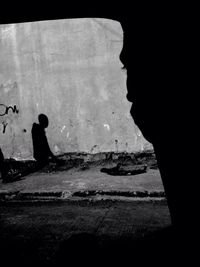 Reflection of woman in water