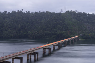 High angle view of bridge over temenggor lake