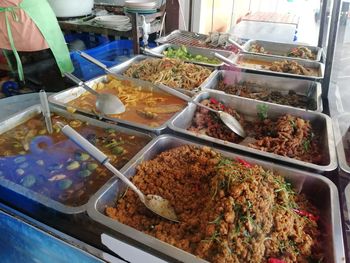 High angle view of food for sale in market