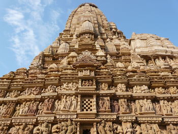 Low angle view of khajuraho against sky