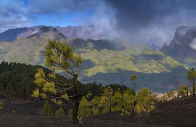 Scenic view of mountains against sky