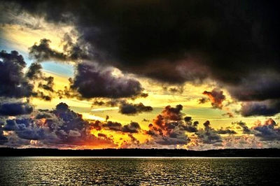 Scenic view of sea against cloudy sky