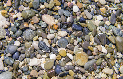 Full frame shot of pebbles on beach