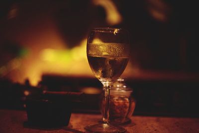 Close-up of wine glass on table