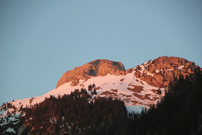 Panoramic view of mountains against clear blue sky