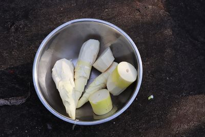 High angle view of food on table