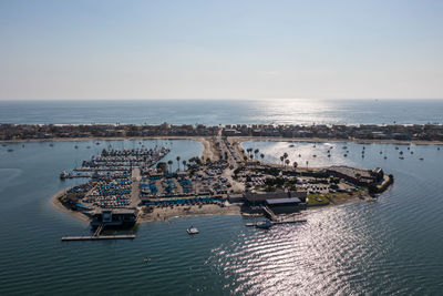 High angle view of sea against sky