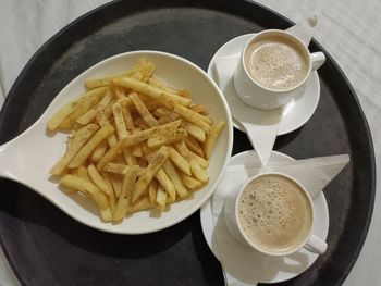 High angle view of food on table