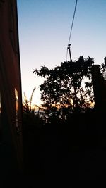 Silhouette trees against sky during sunset