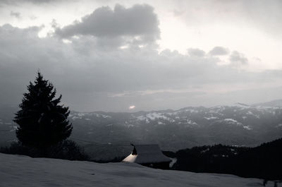 Scenic view of snow mountains against sky