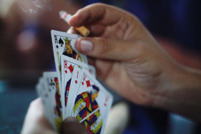 Midsection of man playing