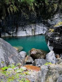 Scenic view of rocks in water