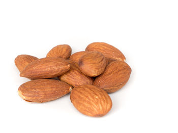 Close-up of cookies against white background
