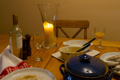 Close-up of beer in restaurant