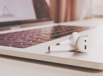 Close-up of pen on table