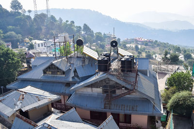 Early morning view of modern rooftop restaurant at kasauli, himachal pradesh in india