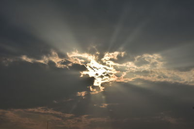 Low angle view of clouds in sky during sunset