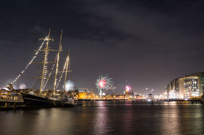 New year eve at amsterdam harbor, netherlands