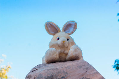 Low angle view of animal against blue sky