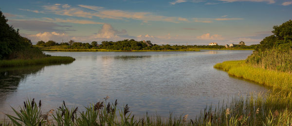 Scenic view of lake against sky