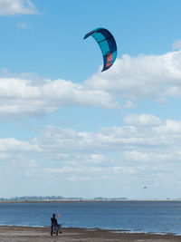 Kitesurfer preparing to start