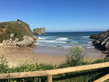 Scenic view of sea against clear sky