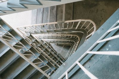 High angle view of spiral stairs