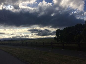 Scenic view of field against cloudy sky