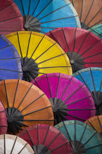 Full frame shot of colorful paper umbrellas
