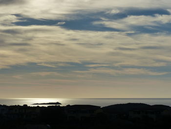 View of built structures against cloudy sky