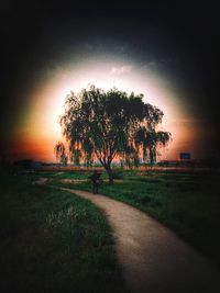 Scenic view of landscape against sky during sunset