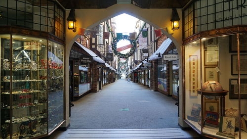 Illuminated corridor of store