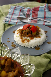 Close-up of food on table