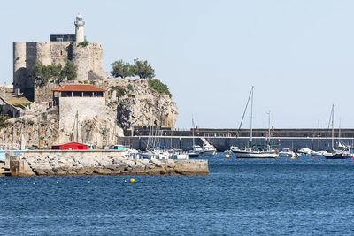 Scenic view of sea against clear sky