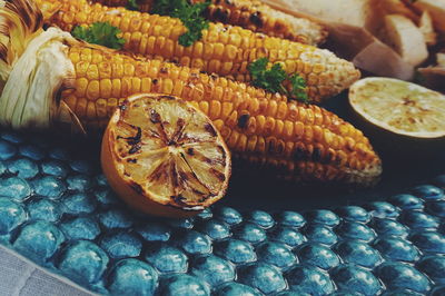 Close up of grilled corn