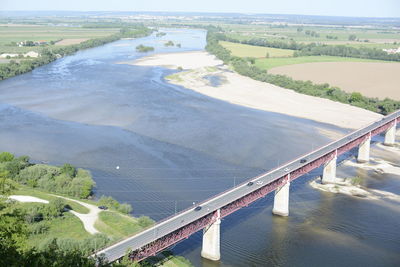 High angle view of bridge over river