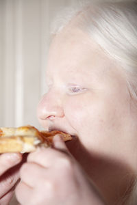 Close-up of boy eating ice cream