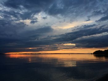 Scenic view of sea against dramatic sky