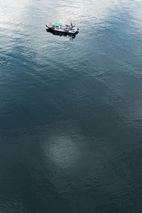 High angle view of boat in sea