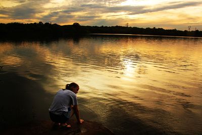 Scenic view of sunset over sea