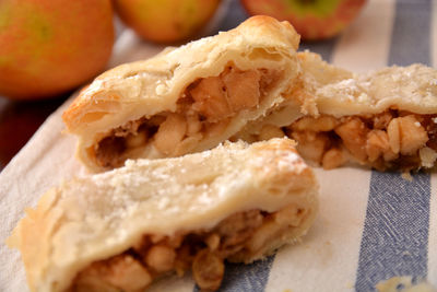 Close-up of bread in plate on table