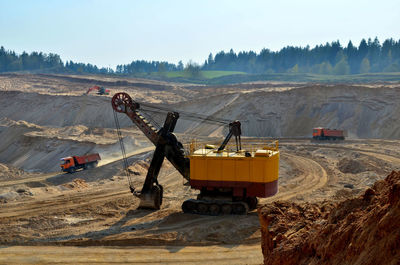 Construction site on land against sky