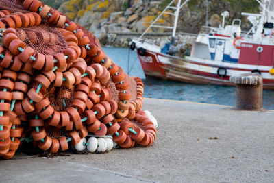 Fishing net on pier